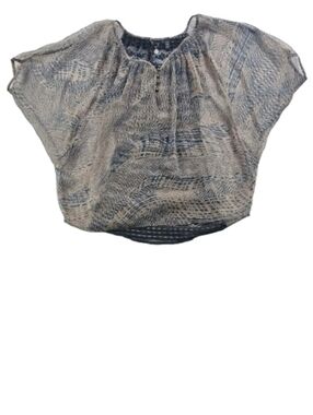 BKE Buckle Chiffon Crochet Batwing Corset Blouse Womens L/XL Top See Thru  Shirt